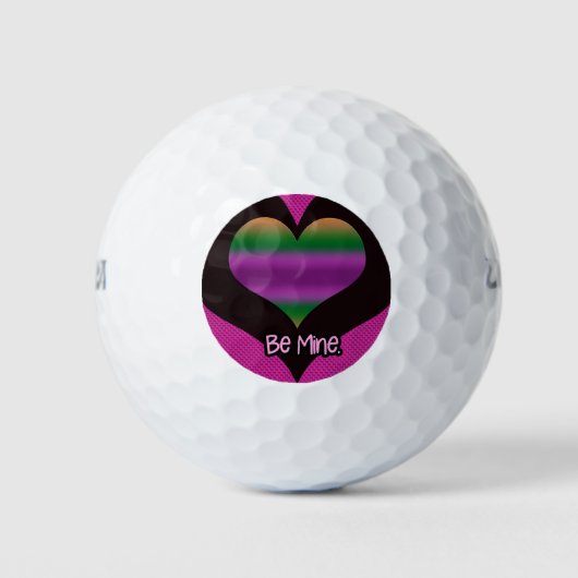 Balles De Golf Soyez à moi Valentine Purple Stripe Coeur (Devant)