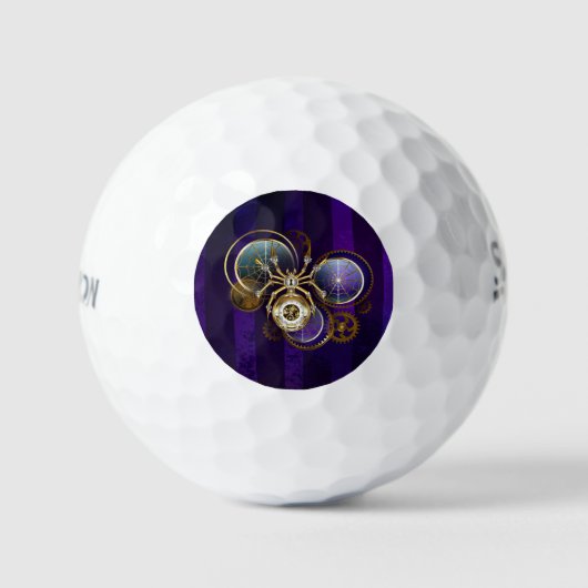 Balles De Golf Spider Steampunk sur Arrière - plan pourpre (Recto)