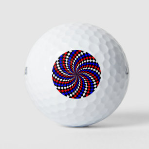 Balles De Golf Spirale rouge blanc de Checker bleu par Kenneth Yo