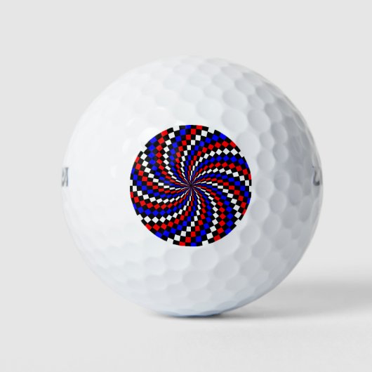 Balles De Golf Spirale rouge blanc de Checker bleu par Kenneth Yo (Devant)