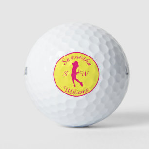 Balles De Golf Sports Golfer Femme Rose Silhouette Boules de golf