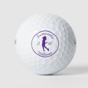 Balles De Golf Sports Golfer Femme Violet Silhouette Boules de go