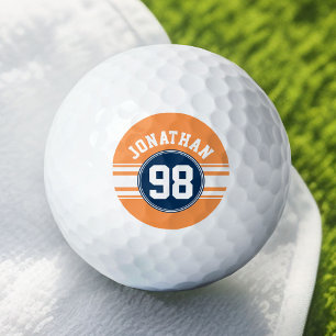 Balles De Golf Sports Jersey Blue and Orange Stripes Nom Numéro