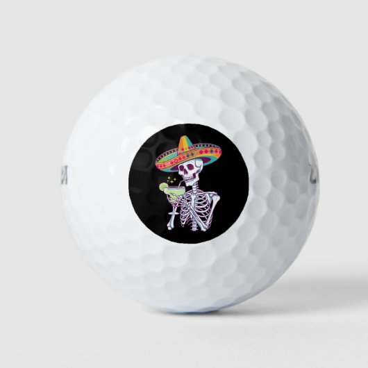 Balles De Golf Squelette mexicain Cinco De Mayo Margarita Fiesta (Devant)