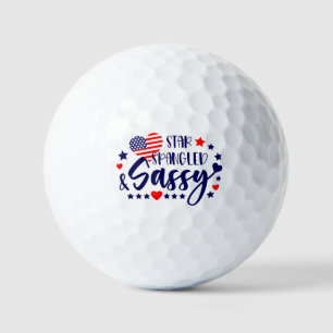 Balles De Golf Star Spanked et Sassy American Flag Heart