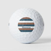 Balles De Golf Stripes Personnaliser Brown Turquoise Blanc (Devant)