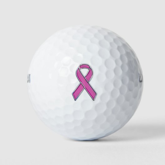 Balles De Golf Style Chrome Pink Ribbon Sensibilisation (Devant)