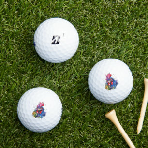 Balles De Golf Style d'aquarelle de poulet du coq du pays