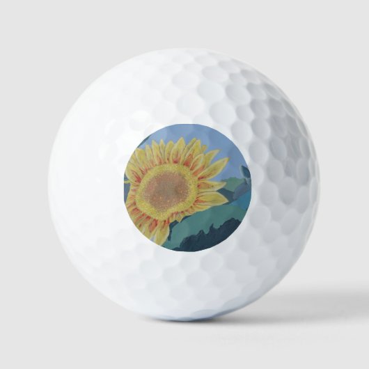 Balles De Golf Sunny Summer Yellow Sunflower abstrait moderne (Recto)