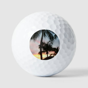 Balles De Golf Sunset Palms Tropical Paysage Photographie