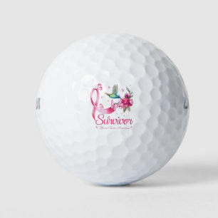 Balles De Golf Survivant Hummingbird Ribbon Cancer du sein