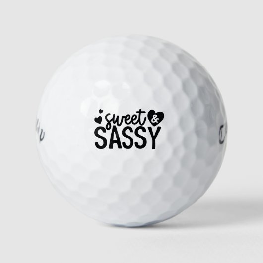 Balles De Golf Sweet & Sassy Drôle Citation Phrase Slogan Noir (Devant)