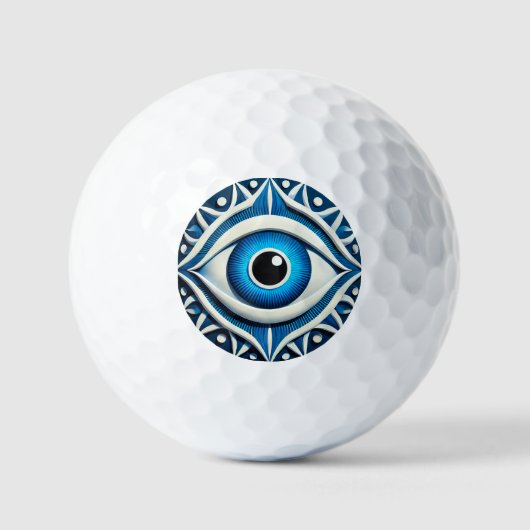 Balles De Golf Symbole abstrait de l'œil maléfique bleu (Recto)