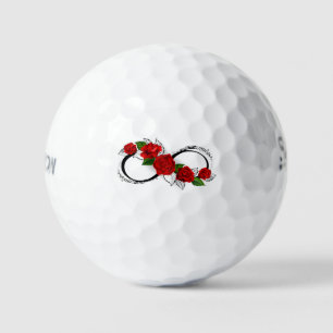 Balles De Golf Symbole d'infini avec les roses rouges