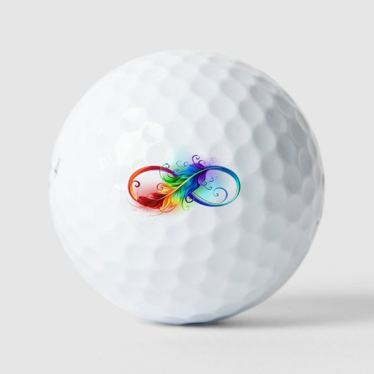 Balles De Golf Symbole d'infini avec plume arc-en-ciel (Devant)
