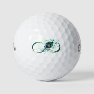 Balles De Golf Symbole d'infini avec plume de paon