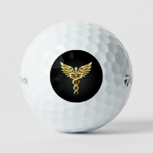 Balles De Golf Symbole Polygonal Or Caduceus