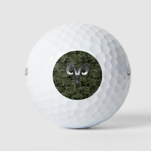 Balles De Golf SYMBOLE Zodiaque Aries Camouflage numérique Woodla (Devant)