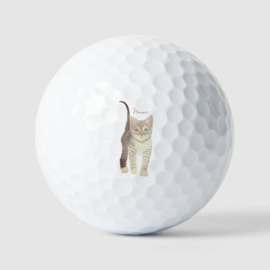 Balles De Golf Tabby Chat Avec Ballons De Golf Texte (Recto)