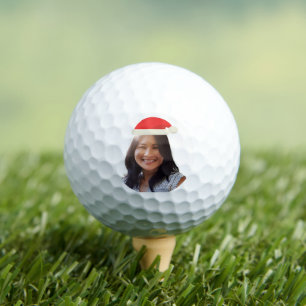 Balles De Golf Tante drôle chapeau de Noël Santa visage photo