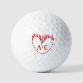 Balles De Golf Tattoo Style Red Heart Custom 2 Initials Valentine (Recto)