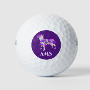 Balles De Golf Taureau de Chien pourpre Silhouette Monogramme