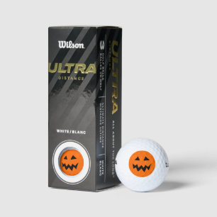 Balles De Golf Tête de citrouille d'Halloween orange effrayante s