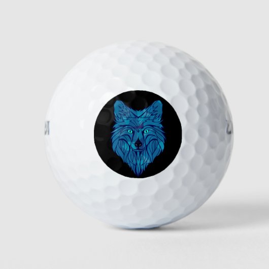 Balles De Golf Tête de loup poly bleu (Devant)