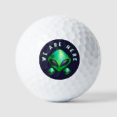 Balles De Golf Têtes d'aliens "Nous sommes ici" (Recto)