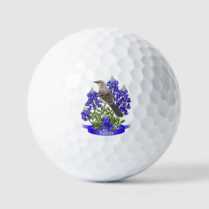 Balles De Golf Texas State Mockingbird & Bluebonnet Flower Golf B