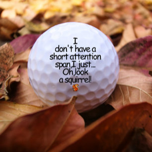 Balles De Golf Texte noir de l'écureuil d'attention moderne