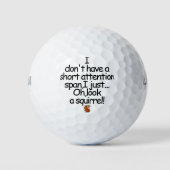 Balles De Golf Texte noir de l'écureuil d'attention moderne (Devant)