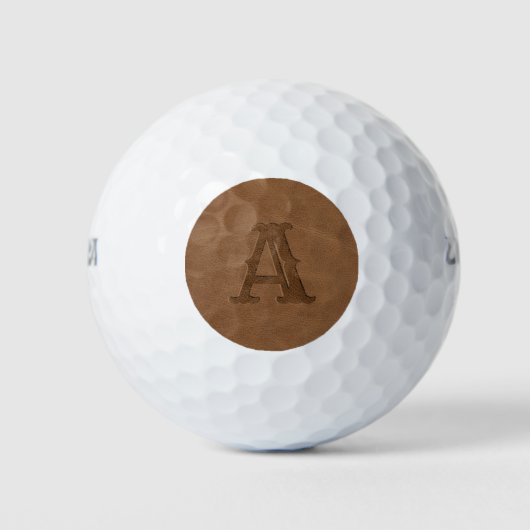 Balles De Golf Texture en cuir Brown Monogramme initial (Devant)