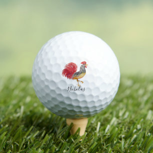 Balles De Golf Thanksgiving Watercolor Rooster Personnalisé