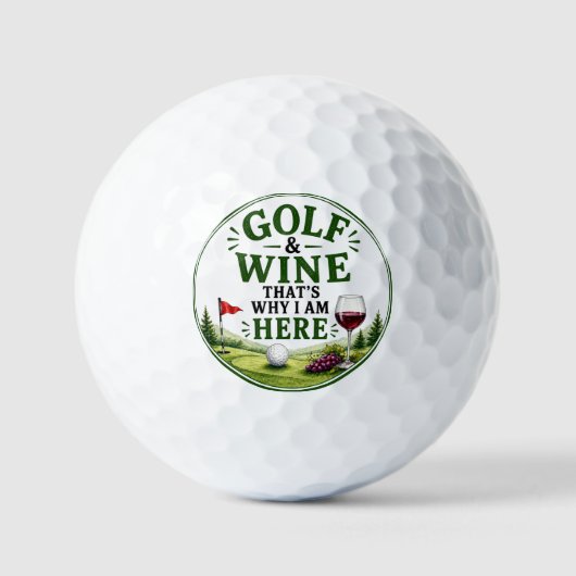 Balles De Golf Thème Golf et Vin pour golfeur (Recto)