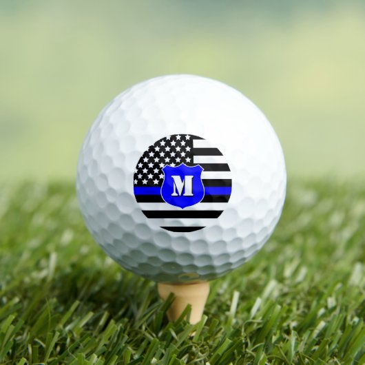 Balles De Golf [Thin Blue Line] Monogram Police Shield (T-shirt Insitu)