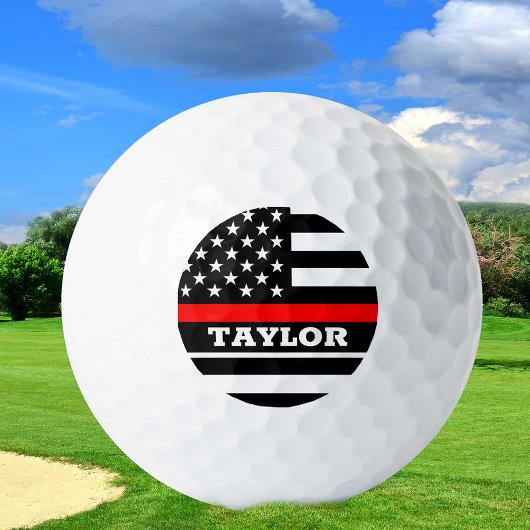 Balles De Golf Thin Red Line & Golf USA drapeau pompier personnal