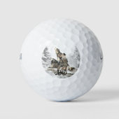 Balles De Golf Three Wolves Howling  Animal Monogram Art (Devant)