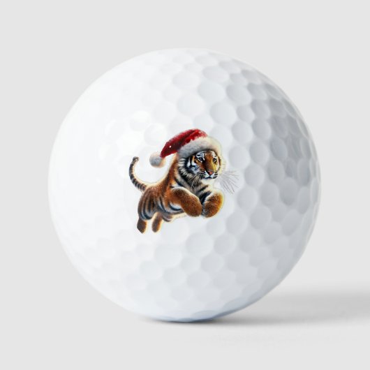 Balles De Golf tigre avec casquette père Noël (Recto)