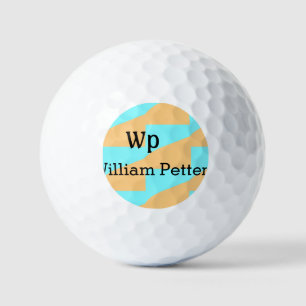 Balles De Golf Titre de lettre de monogramme vert bleu pastel