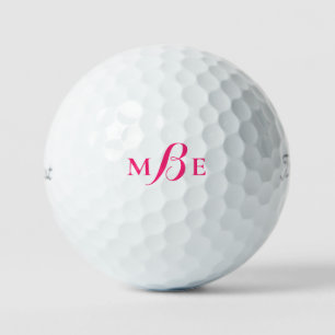 Balles De Golf Titulaire de monogramme rose chaud moderne Pro VI