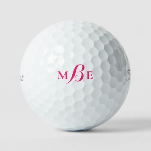 Balles De Golf Titulaire de monogramme rose chaud moderne Pro VI (Recto)