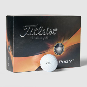 Balles De Golf Titulaire simple en gras noir monogramme Pro V1