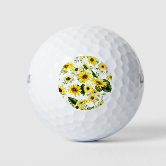Balles De Golf Tournesol à l'aquarelle 7 (Devant)