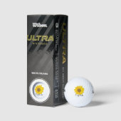 Balles De Golf Tournesol jaune avec nom personnalisé (Emballage)