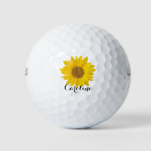Balles De Golf Tournesol jaune avec nom personnalisé
