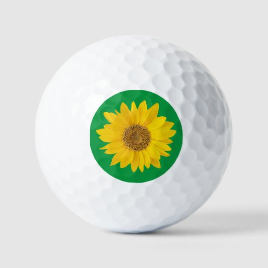 Balles De Golf Tournesol jaune sur Vert clair (Recto)