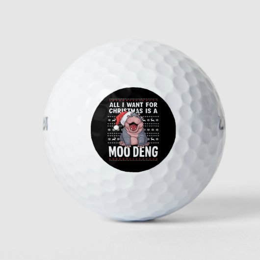 Balles De Golf Tout ce que je veux pour Noël est un Moo Deng (Devant)