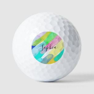 Balles De Golf Traits de couleur diagonaux, Nom, Art abstrait des
