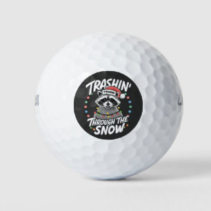 Balles De Golf Trashing Through the Snow Funny Raccoon Christmas